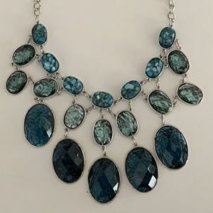 M Haskell Silver-Toned Blue Stone Necklace